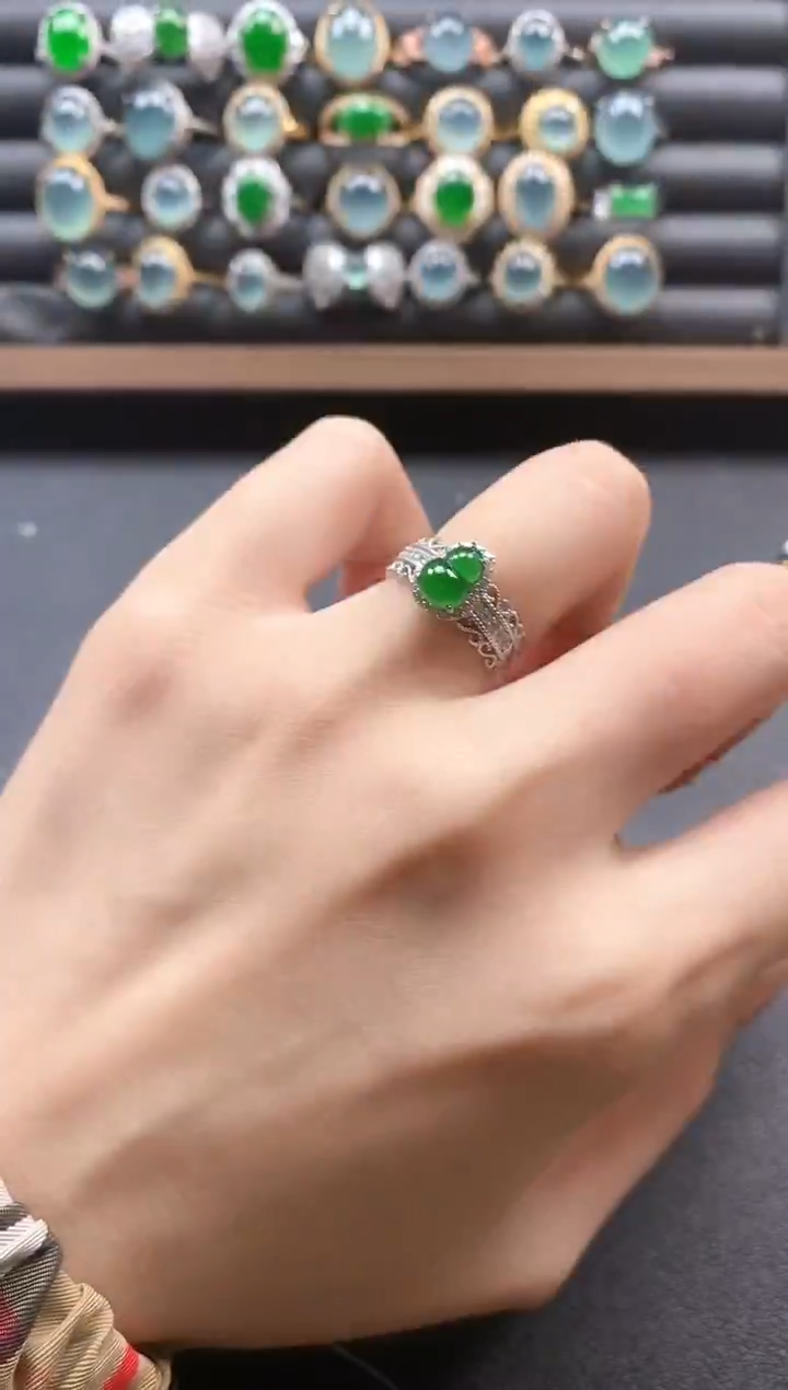 银S925镶嵌戒指翡翠515-1212