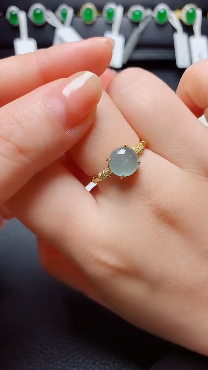 银S925镶嵌戒指翡翠天然翡翠A货s925银镶