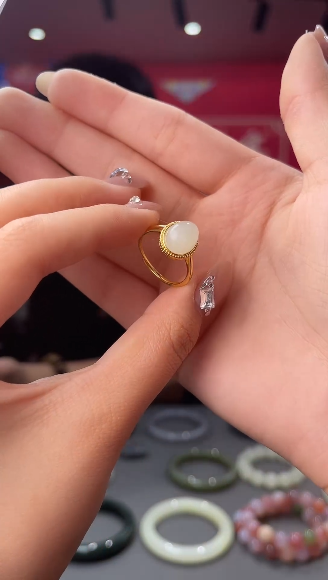 和田玉戒指银S925镶嵌戒指