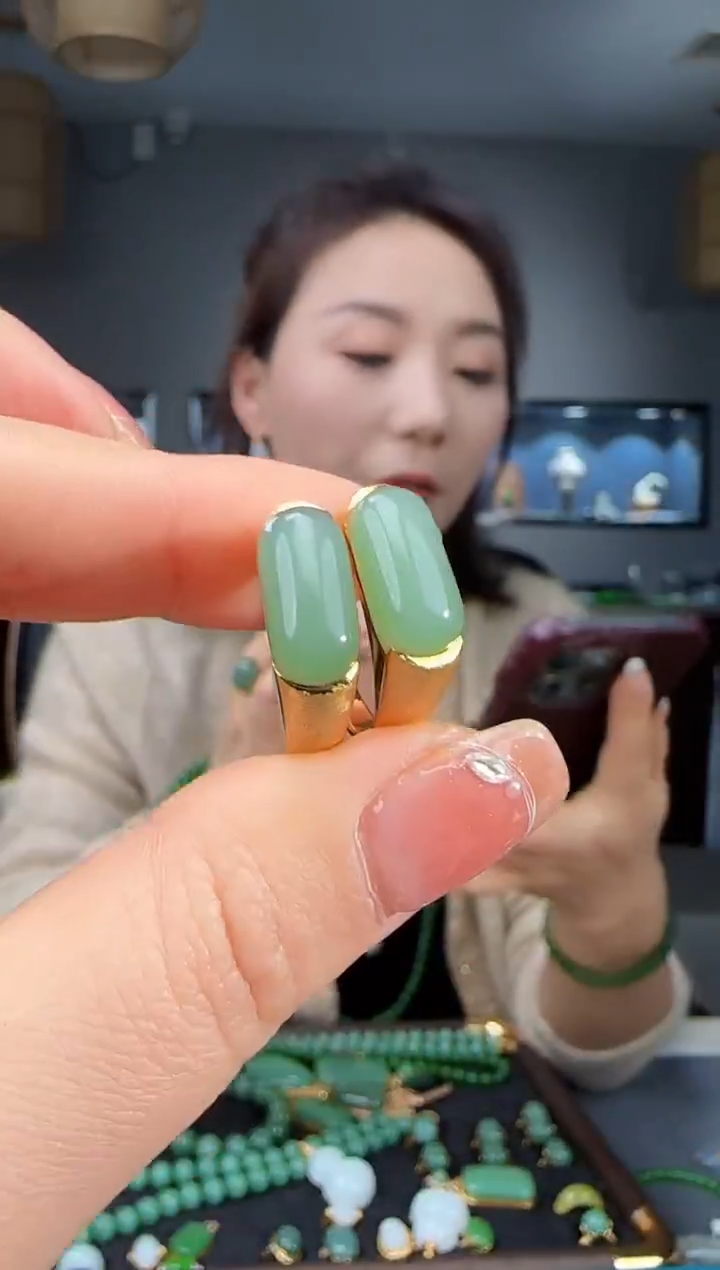 银S925镶嵌戒指和田玉多样性发货拍一发一 