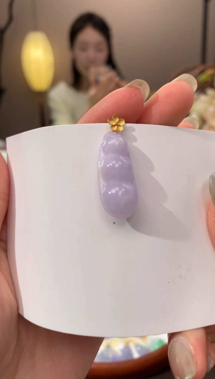 【闪购商品】翡翠颈饰18K金镶嵌天然缅甸a货翡翠