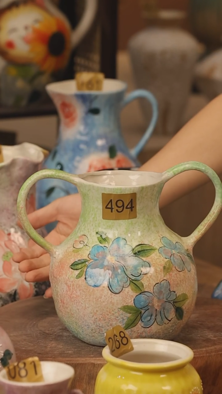 陶瓷494景德镇设计师手作花器摆件侘寂风