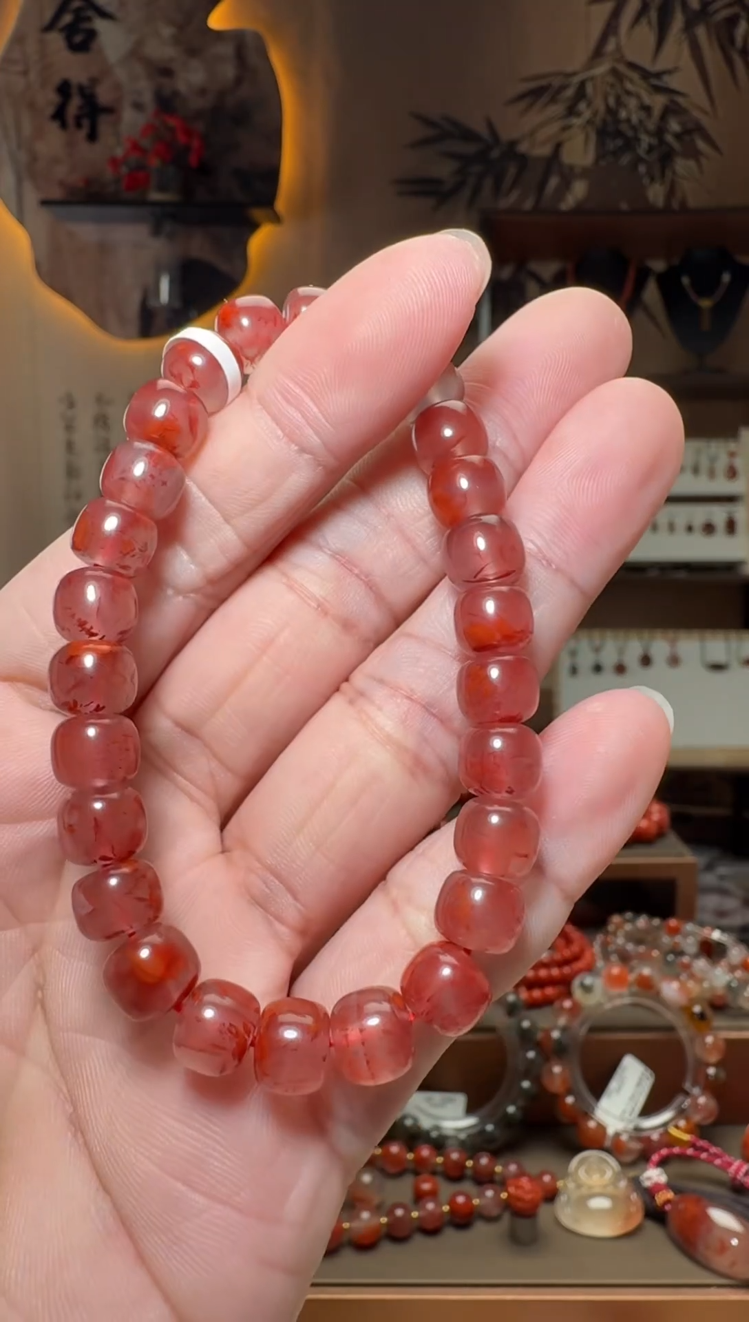 未镶嵌原矿无优化无注胶手串南红玛瑙一条约8mm 