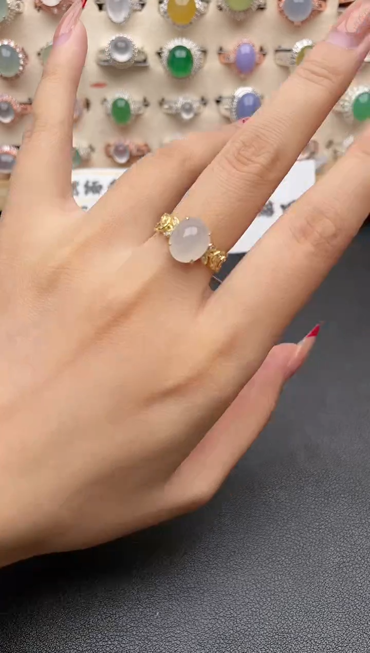 【闪购商品】翡翠戒指银S925镶嵌一物一证一礼盒