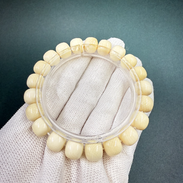 K3229天然猛犸牙横纹精品手串 支持鉴定 假一罚四