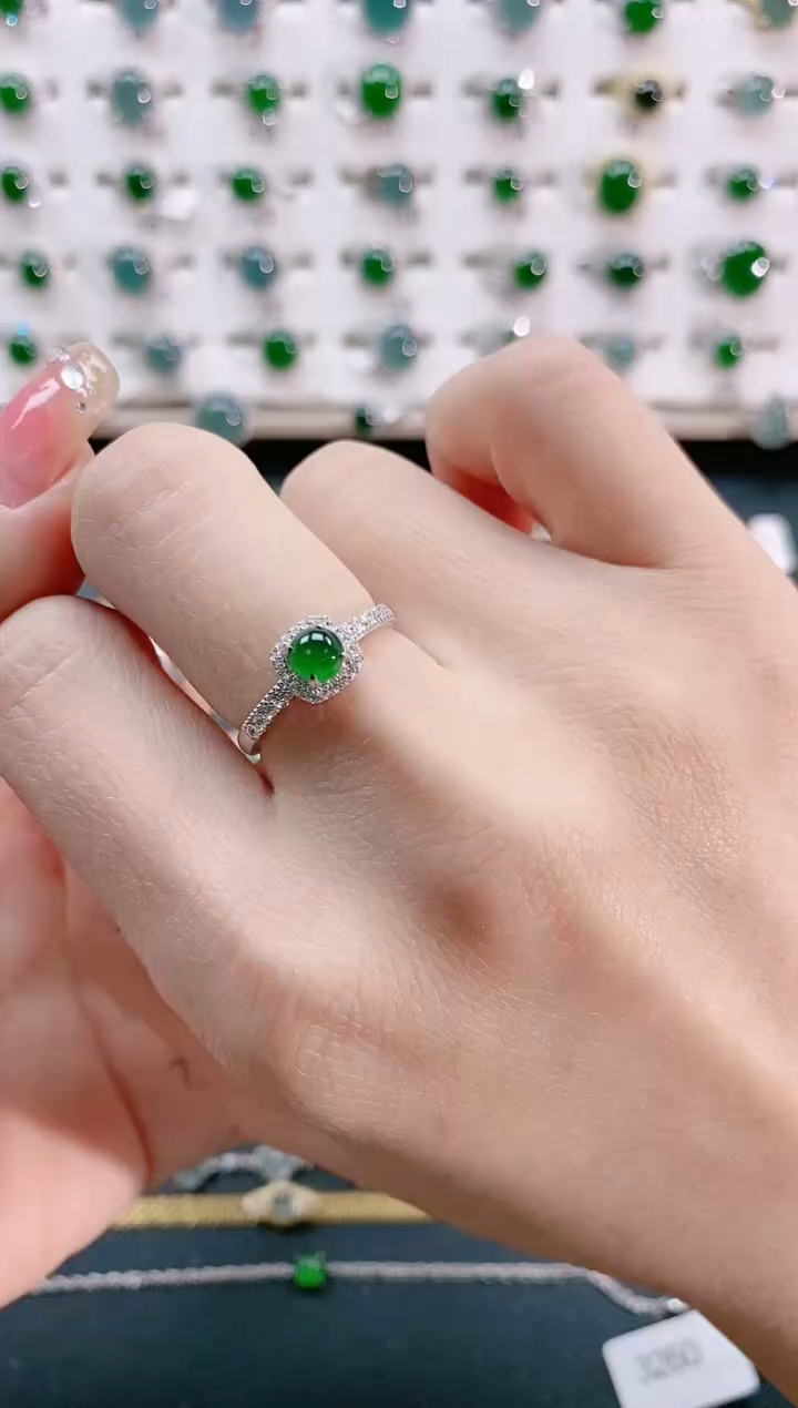 【闪购商品】翡翠戒指银S925镶嵌天然翡翠