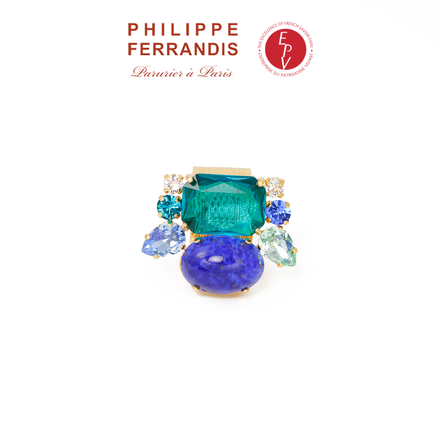 AZLOOK【法国进口】菲昂迪斯蓝调鸢尾高定晚宴系列戒指明星同款时尚