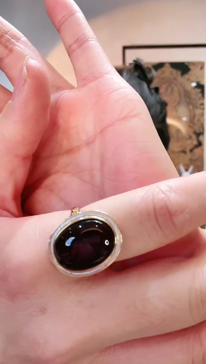 【闪购商品】琥珀裸石银S925镶嵌戒指