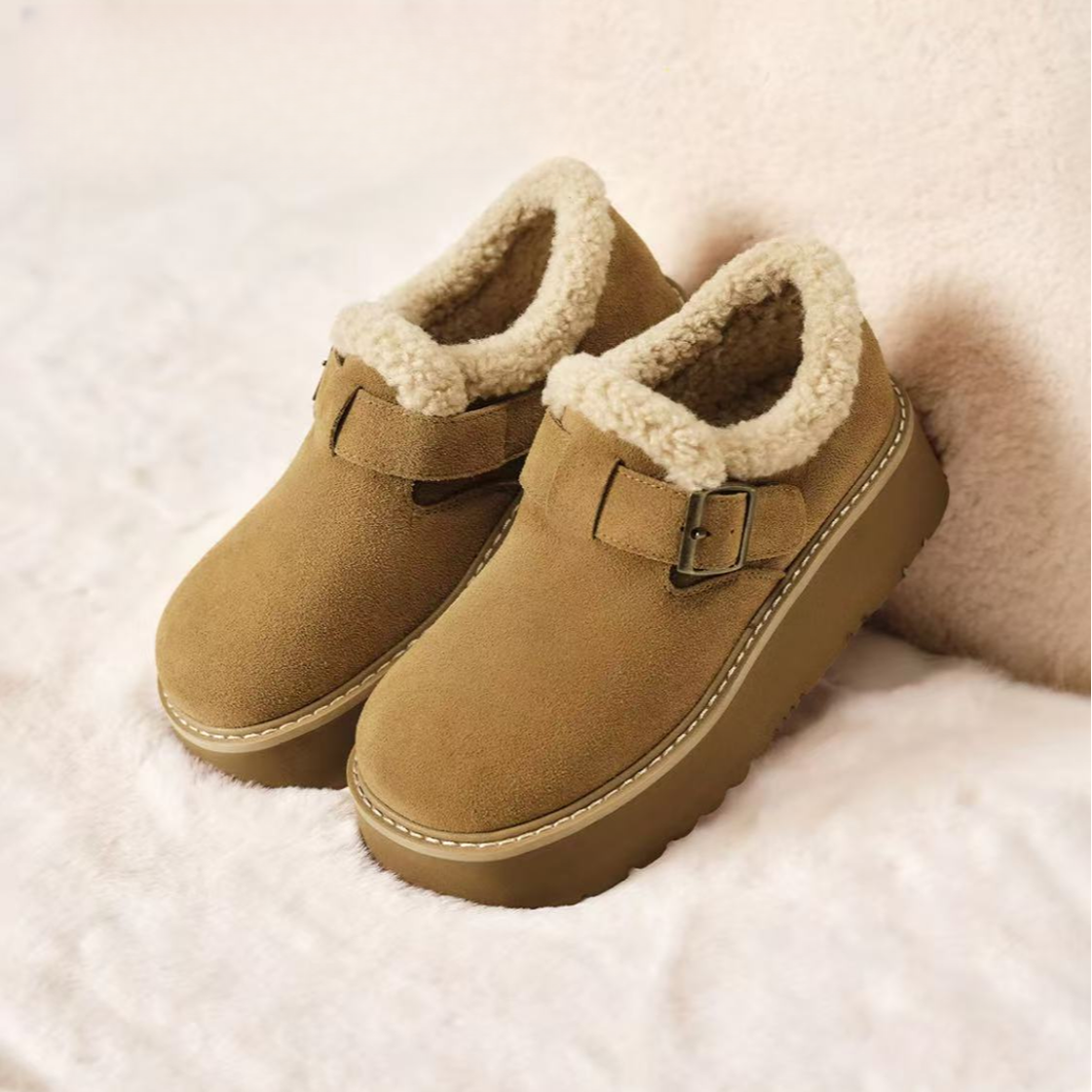加绒厚底一脚蹬女款冬季百搭保暖乐福鞋