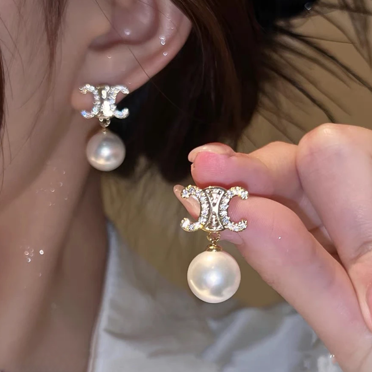 铜合金仿珍珠耳饰 E0124-45 时尚气质简约百搭轻奢贝珠耳环