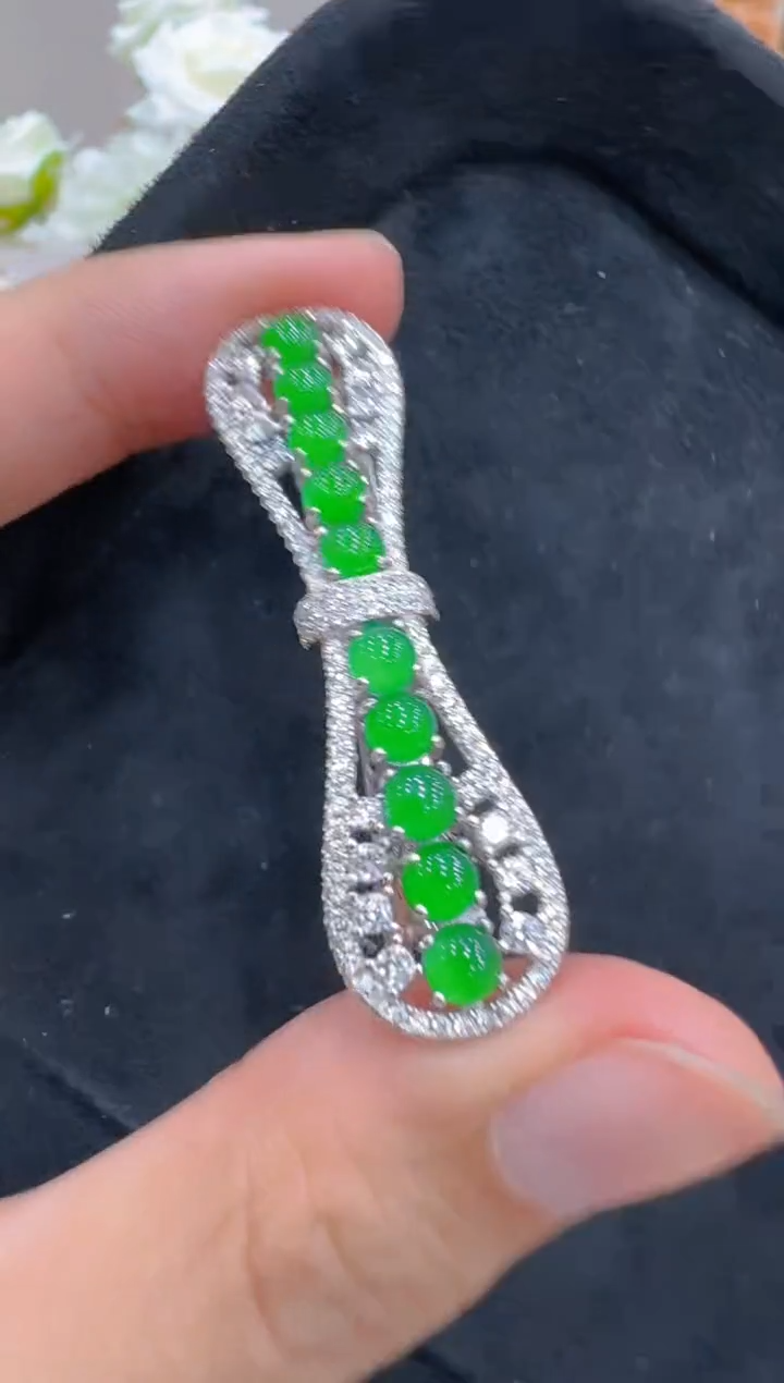 翡翠银S925镶嵌发饰多样性团购发一件