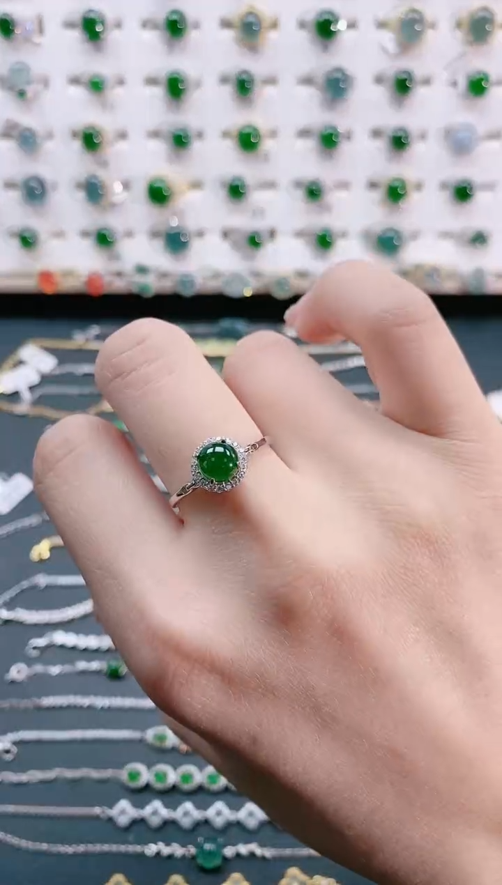 【闪购商品】翡翠戒指银S925镶嵌天然翡翠