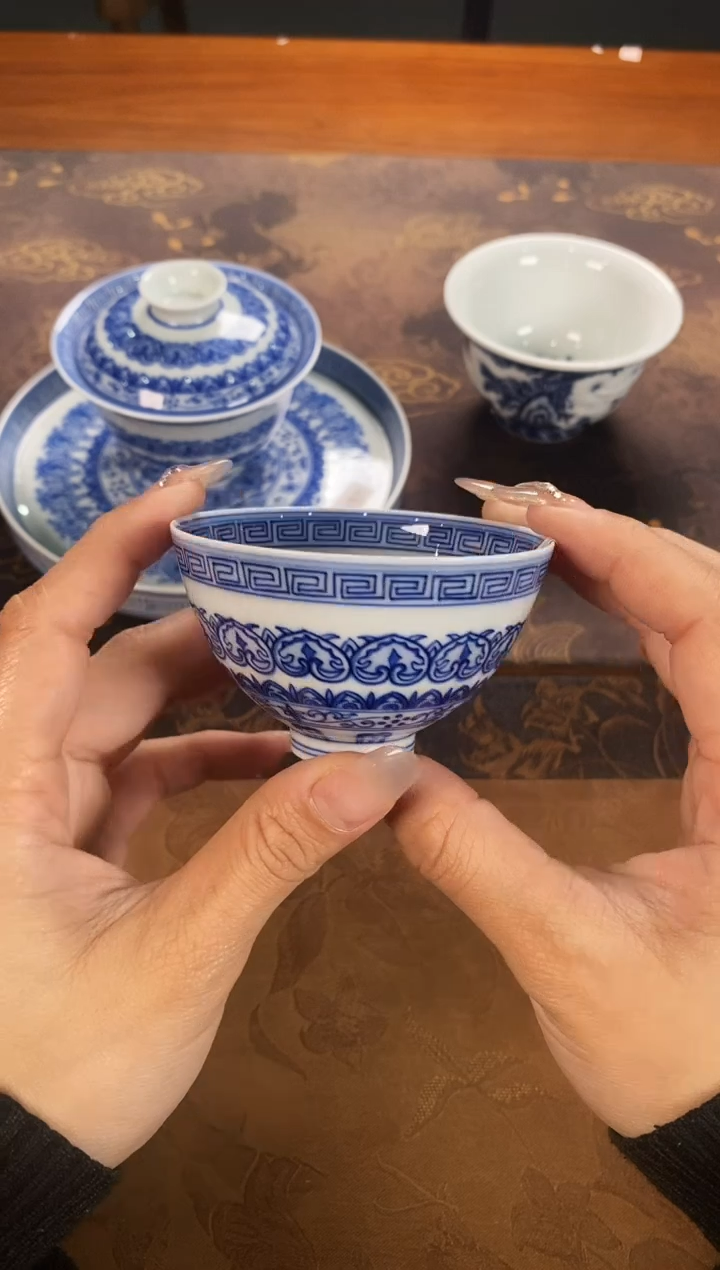 【闪购商品】《世有青花》柴窑柴烧宝相卷草单杯