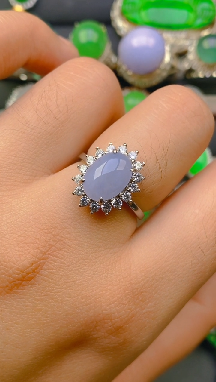 【闪购商品】翡翠戒指银S925镶嵌天然A货翡翠1