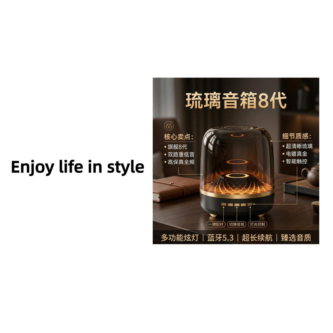琉璃8代黑胶无线蓝牙音响环绕音低音炮蓝牙音箱.