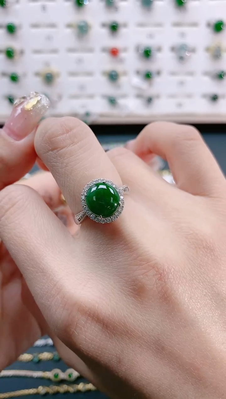 【闪购商品】翡翠戒指银S925镶嵌天然翡翠