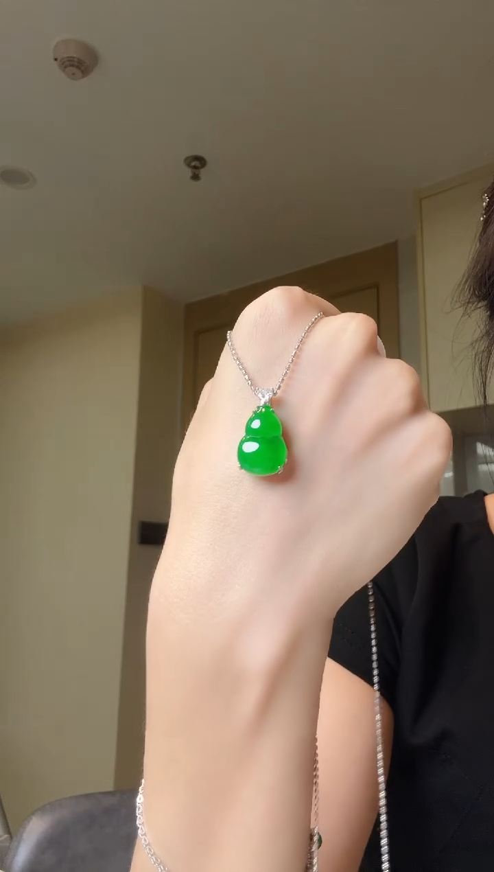 翡翠银S925镶嵌吊坠(不含链)天然翡翠吊坠3