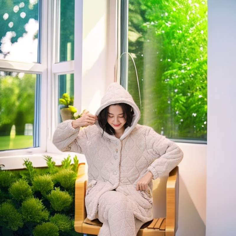 603睡衣家居服套装女冬季大码冬款时尚家居服舒适套装加厚秋季