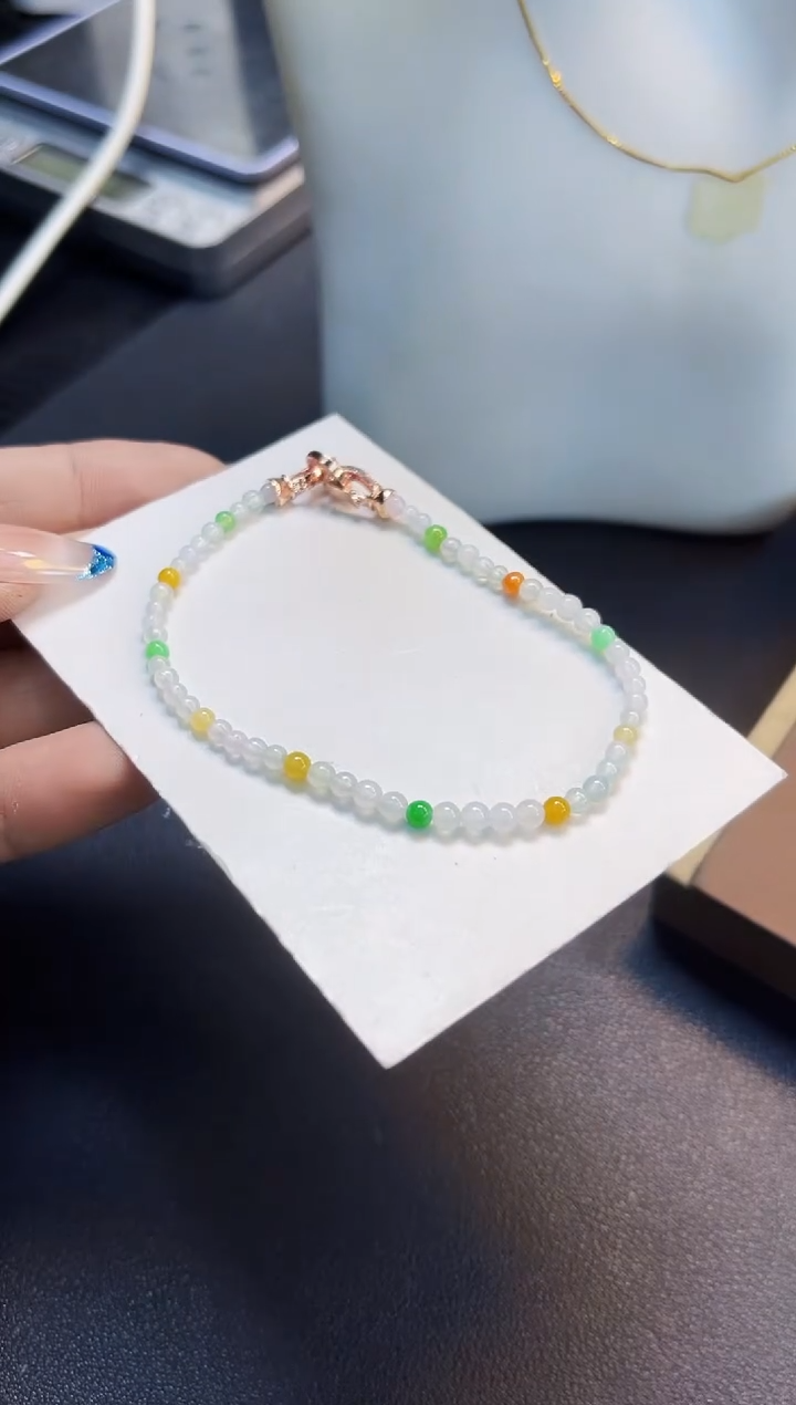 未镶嵌手链翡翠QY005五彩手链3.2