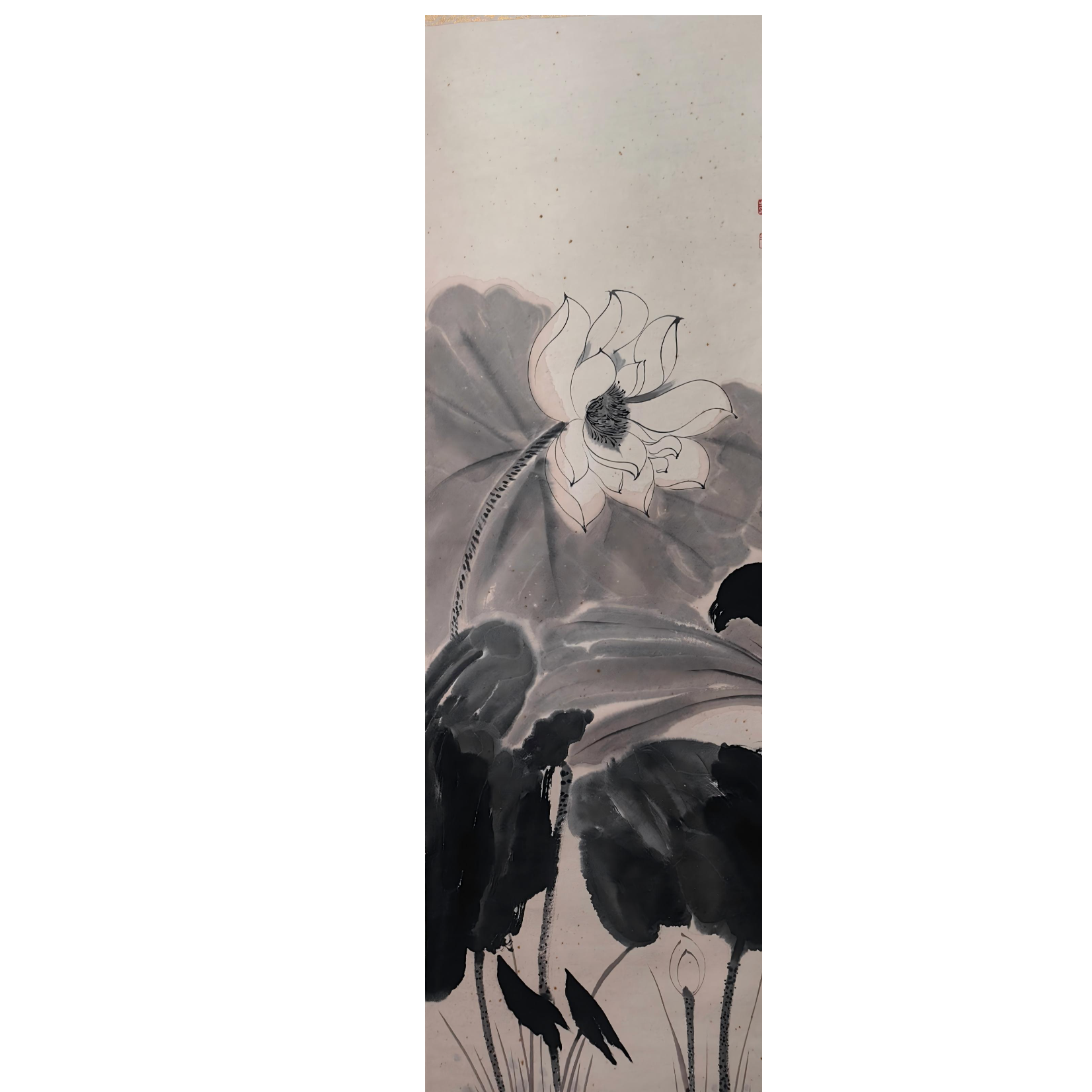 LOT.073 张正权 荷花 纸本立轴 103*41cm 511