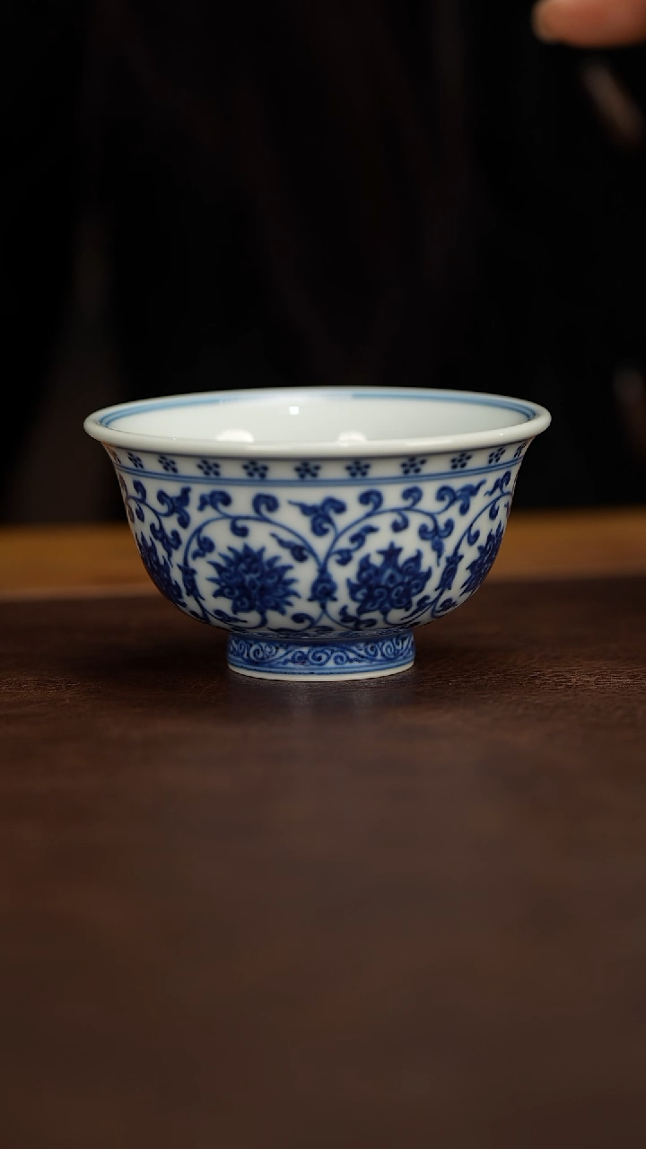 【闪购商品】博瑞堂青花缠枝莲压手杯