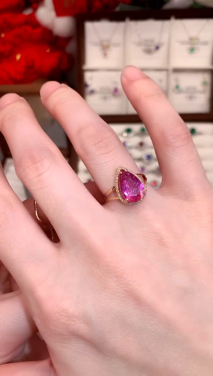 【闪购商品】碧玺戒指18K金镶嵌2.6ct/天然宝石/七天无理由