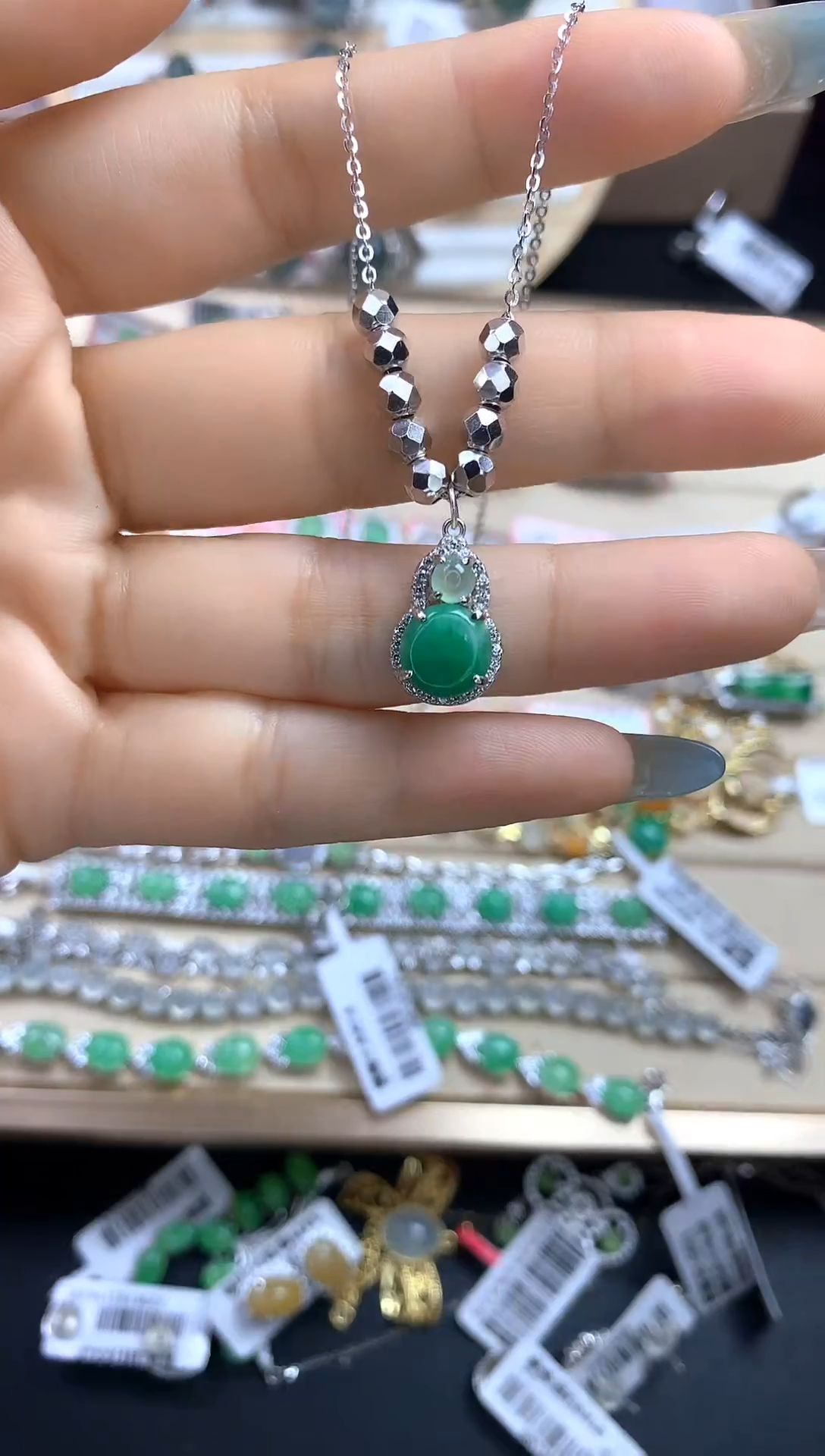 翡翠戒指银S925镶嵌翡翠 蛋面 银S925镶嵌