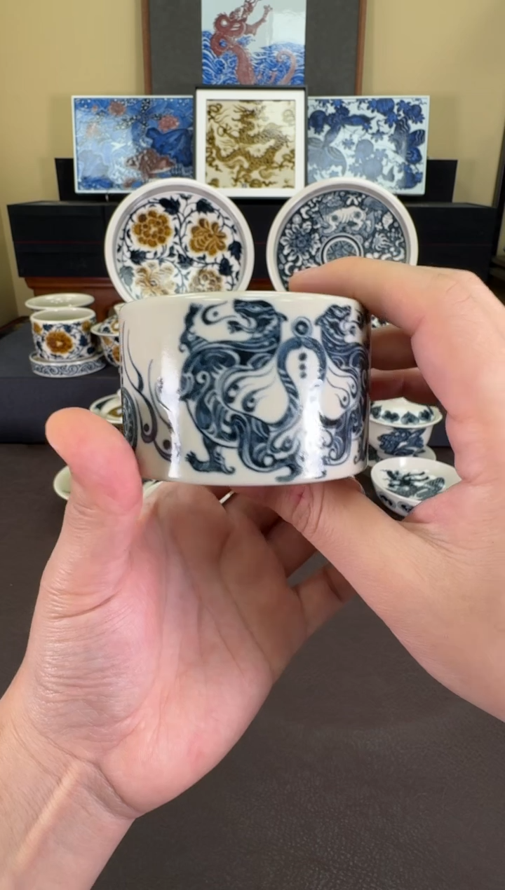 【闪购商品】二号釉虎符纹扳指杯