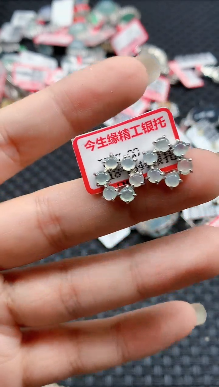 银S925镶嵌戒指翡翠天然A货缅甸翡翠