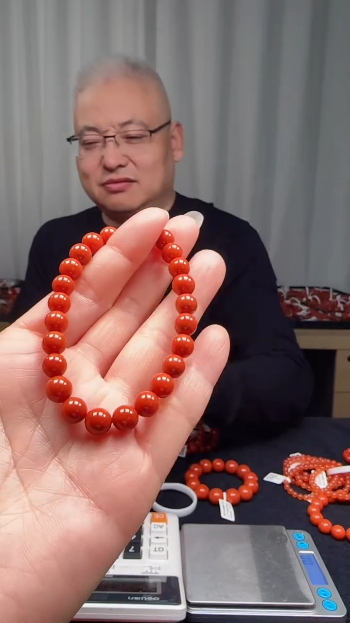 未镶嵌多样性发一件南红玛瑙【高货】柿锦红7mm保山圆珠单圈 