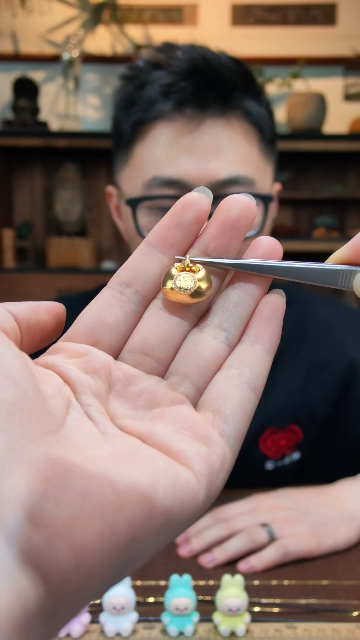 18K金颈饰18K金大胖福吊坠MY赠链