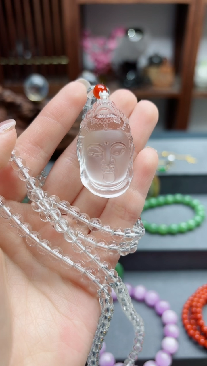 【闪购商品】未镶嵌颈饰水晶白水晶佛首吊坠CS