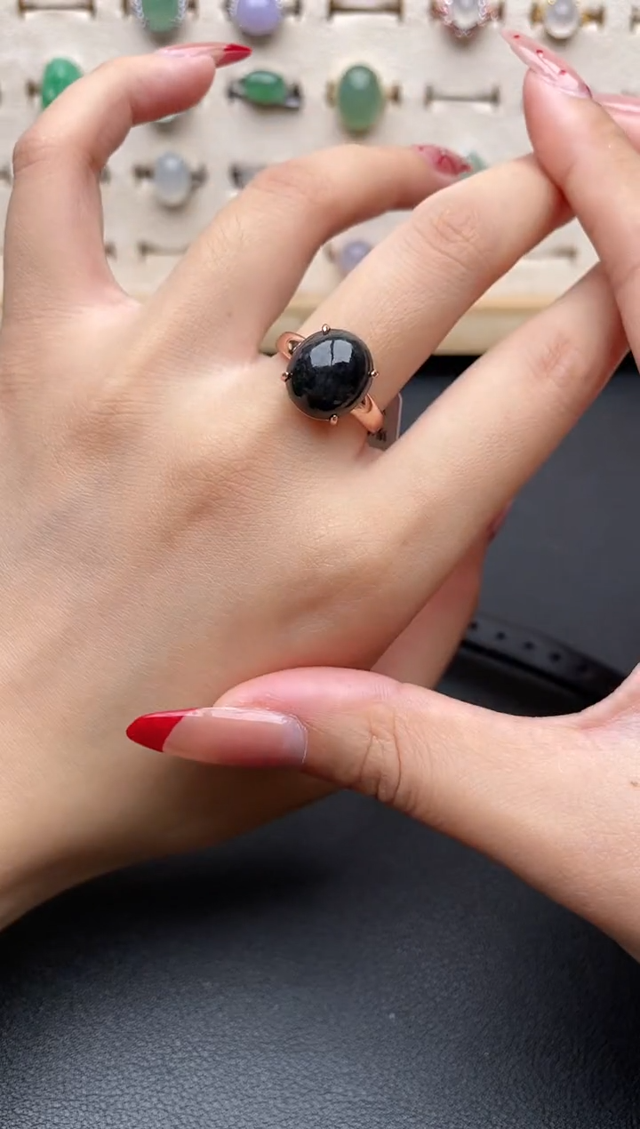 【闪购商品】翡翠戒指银S925镶嵌一物一证一礼盒