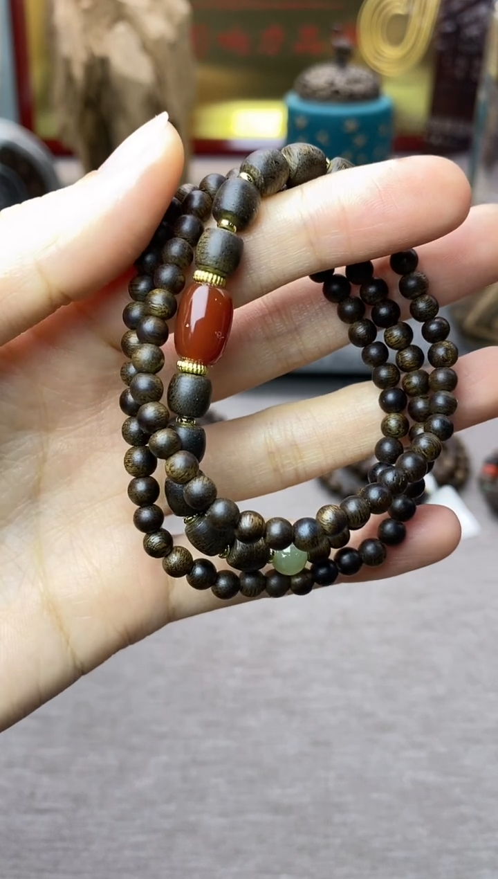 【闪购商品】沉香手串白棋04+紫棋06三圈设计