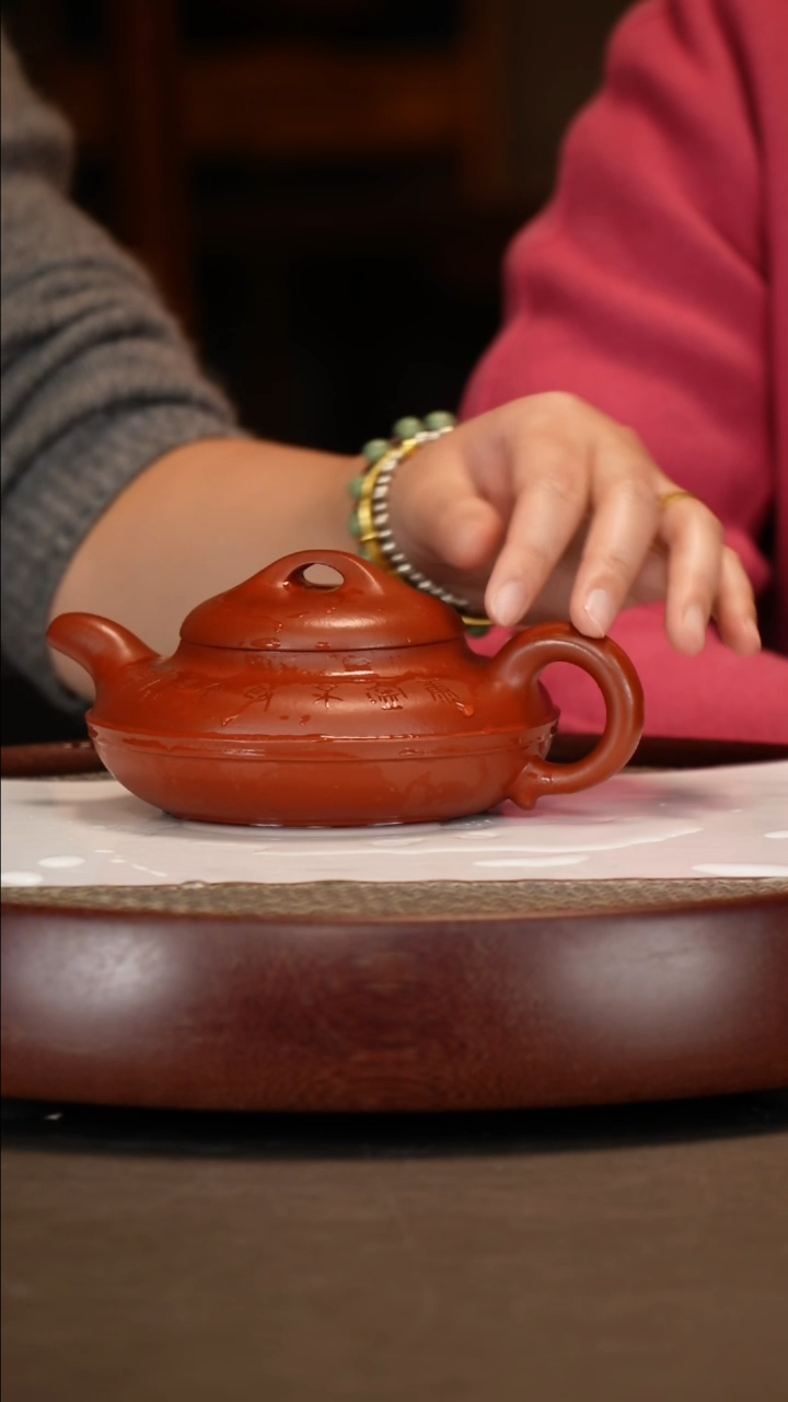 【闪购商品】紫砂茶壶红泥双线竹鼓