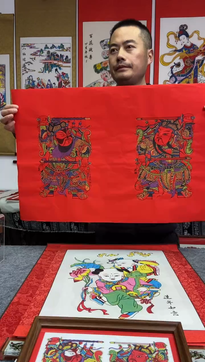 睡***我裁开门神秦叔宝尉迟恭画心手工制作