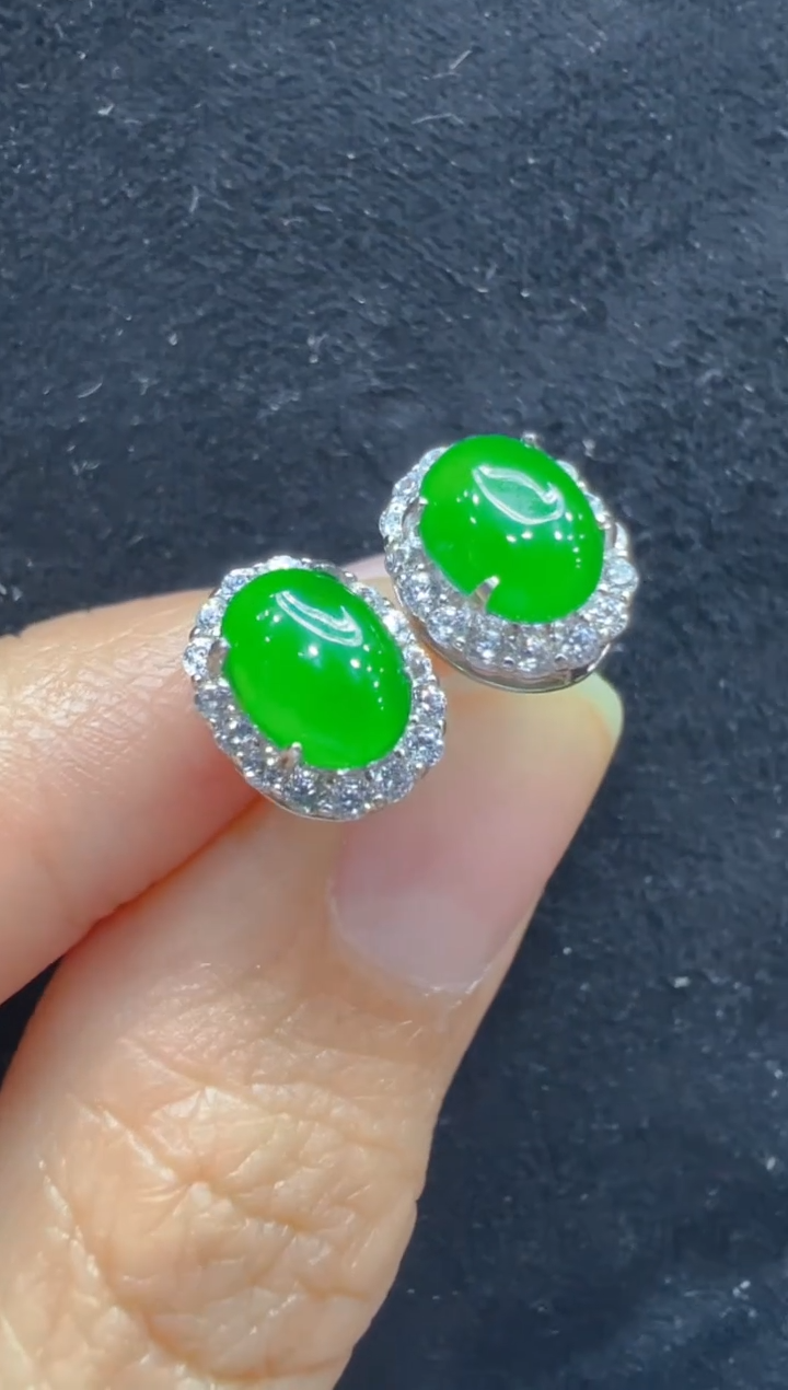 银S925镶嵌翡翠耳饰多样性团购发一件