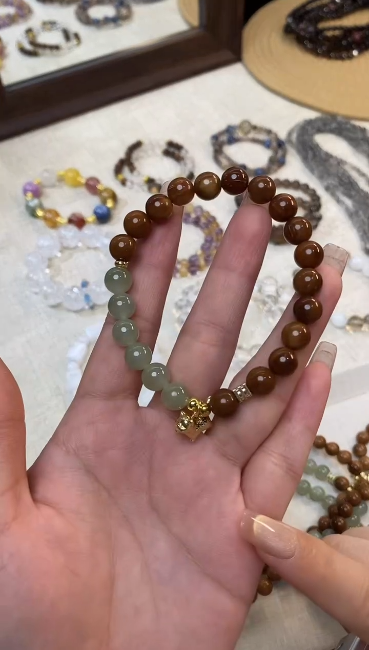 合金手链水晶《芊竹林》晴水和田玉库克设计款手串8-9mm多样性发一