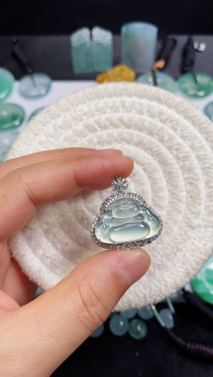 【闪购商品】翡翠颈饰18K金镶嵌佛公分单支付-1