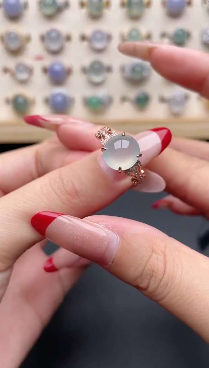 【闪购商品】翡翠戒指银S925镶嵌一物一证一礼盒