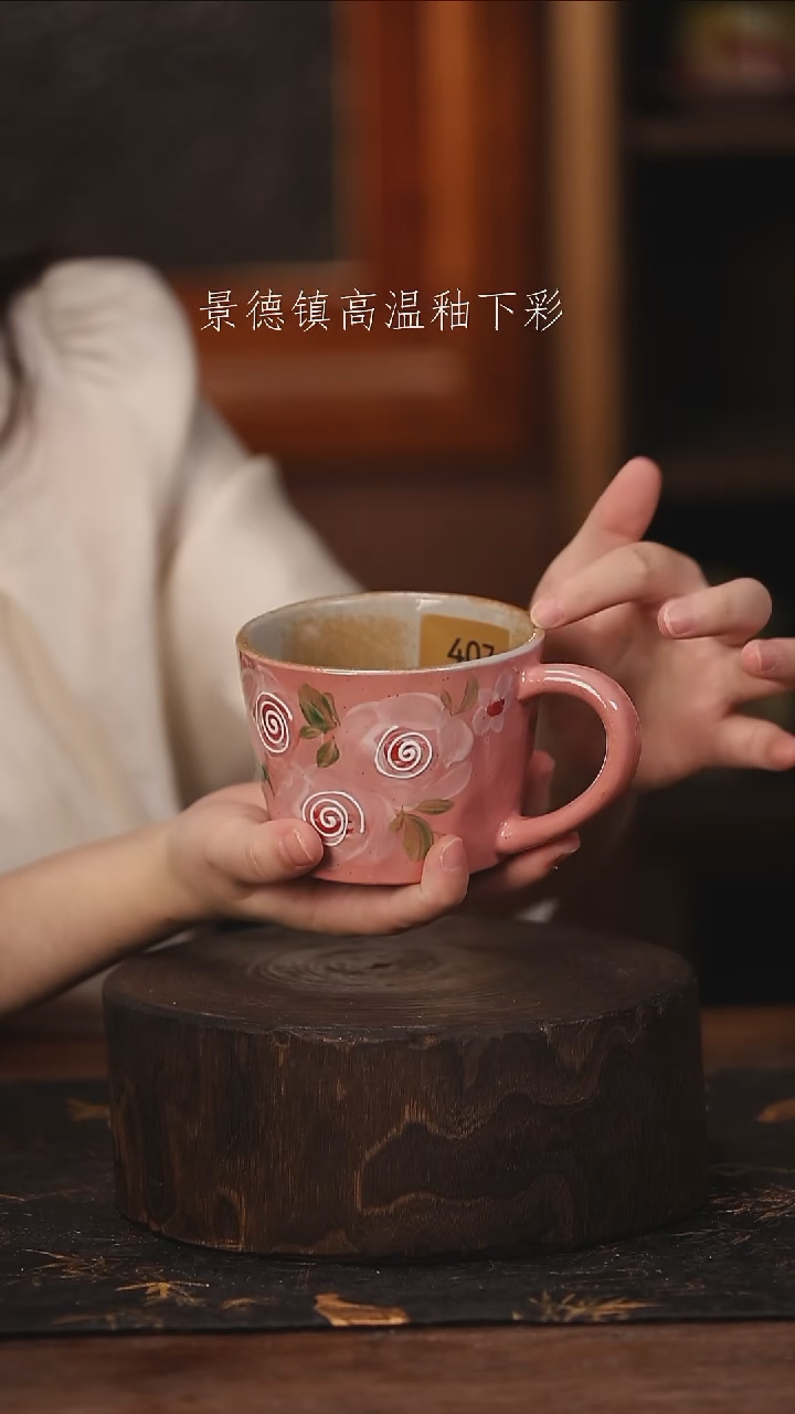 陶瓷景德镇高温釉下手绘陶瓷@L407@