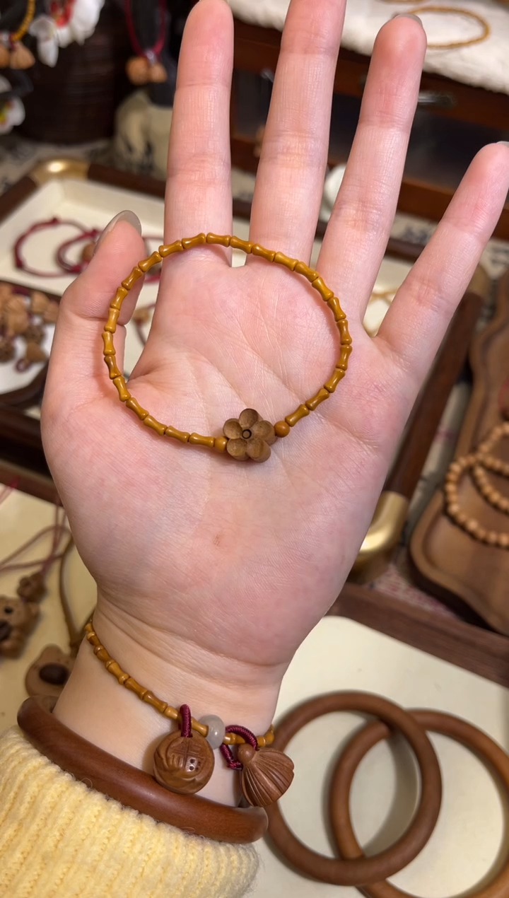 手串桃核【桃缘行】竹节「小花」桃木桃核辟、挡、驱、护 备注手围