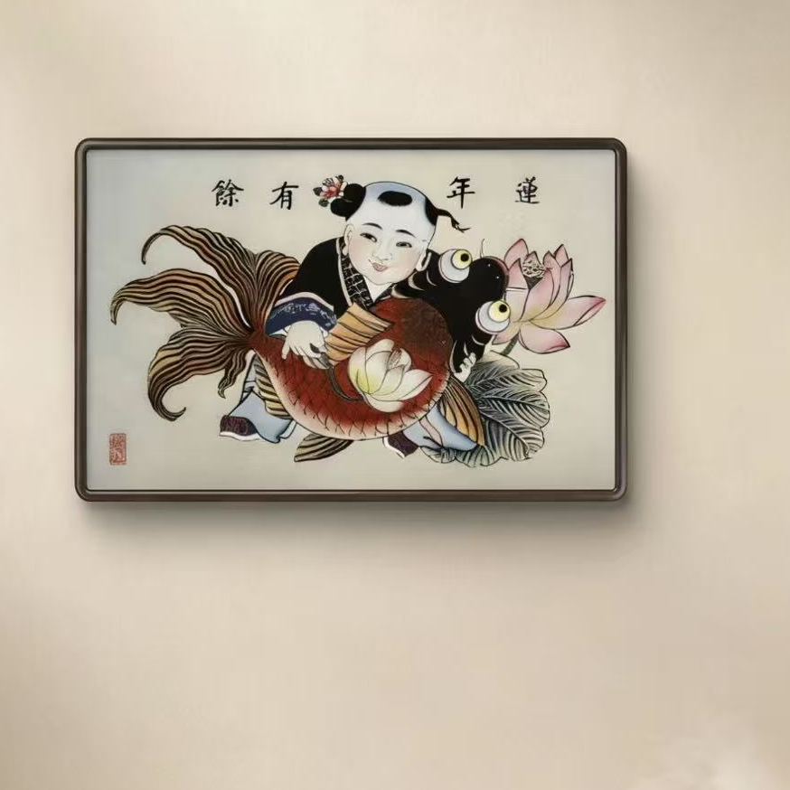 木版年画【连年有余】杨柳青年画