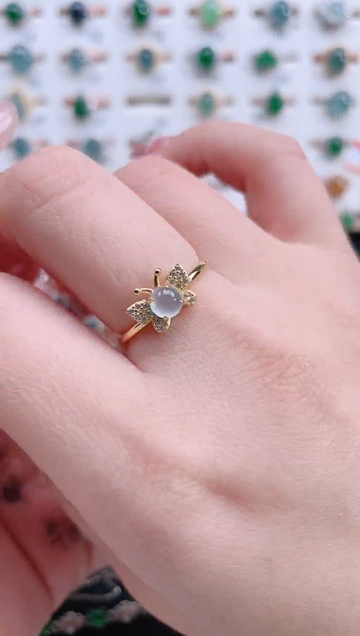 银S925镶嵌戒指翡翠天然翡翠