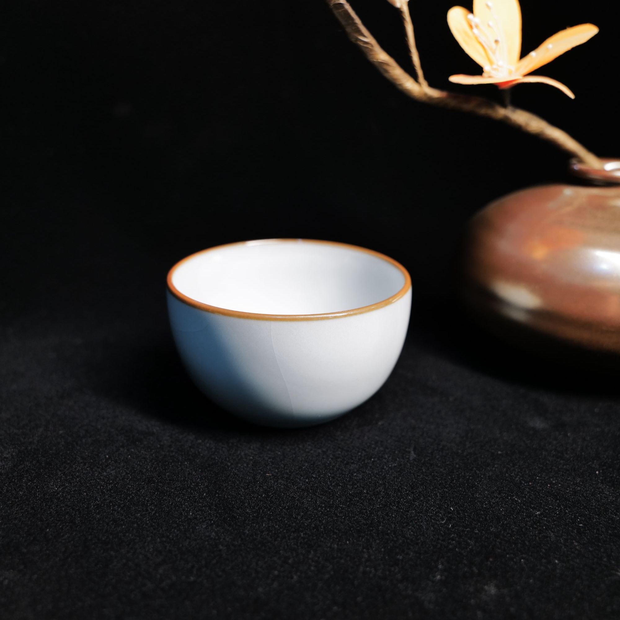 汝窑茶杯开片可养个人主茶碗