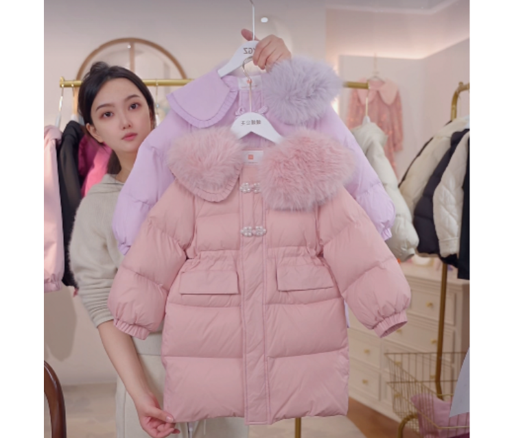 冬季女童新国标加厚保暖白鸭绒羽绒服14415A105