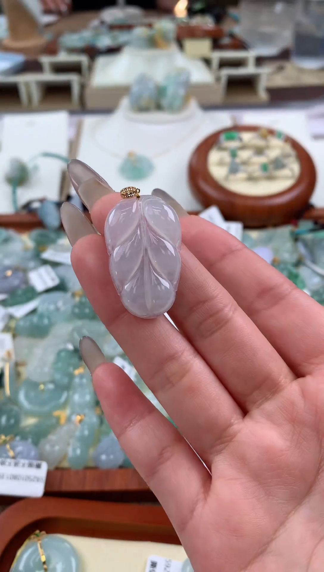 【闪购商品】翡翠颈饰18K金镶嵌天然A货翡翠挂件