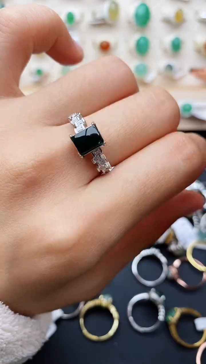 【闪购商品】翡翠戒指银S925镶嵌缅甸翡翠