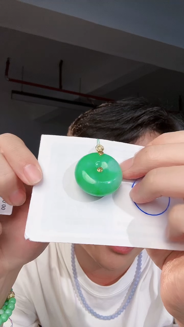 【闪购商品】翡翠颈饰18K金镶嵌缅料A货翡翠/支持复检/一件