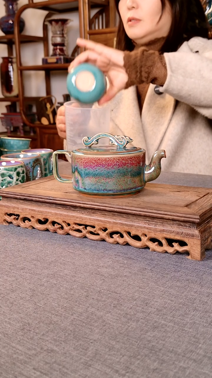 瓷片如意壶 土魂钧瓷